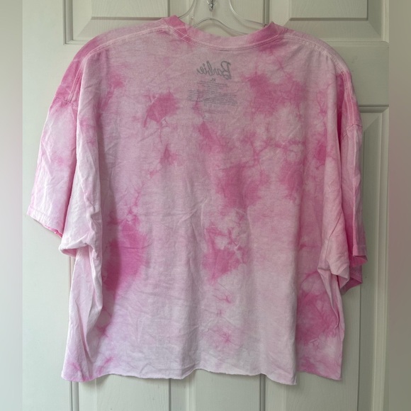 NWOT Pink Barbie Tie-Dye Cropped Graphic Tee T-Shirt XL - Picture 8 of 10